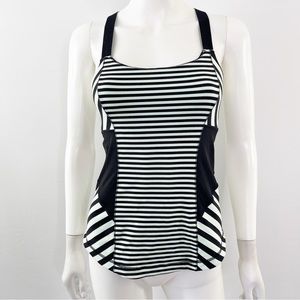 Lululemon Mint Green Striped Criss Cross Strap Tank Top Built-in Bra Size 4